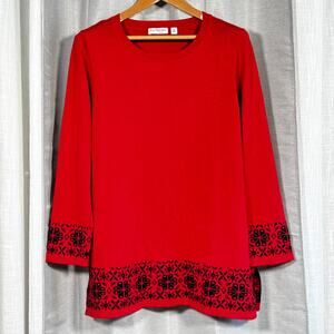 Kim Rogers Tunic Sweater Size 1X Cottage Holiday Cozy Comfy